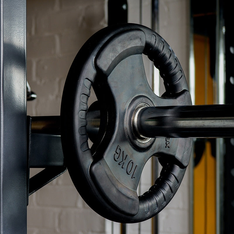 Tri Grip Olympic Rubber Weight Plate (Singles) — in use