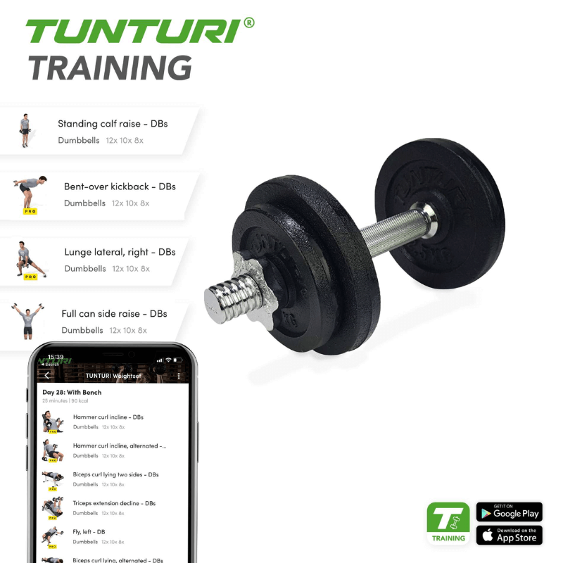 Tunturi 20kg Dumbbell Set - 2 Bars — alternative angle