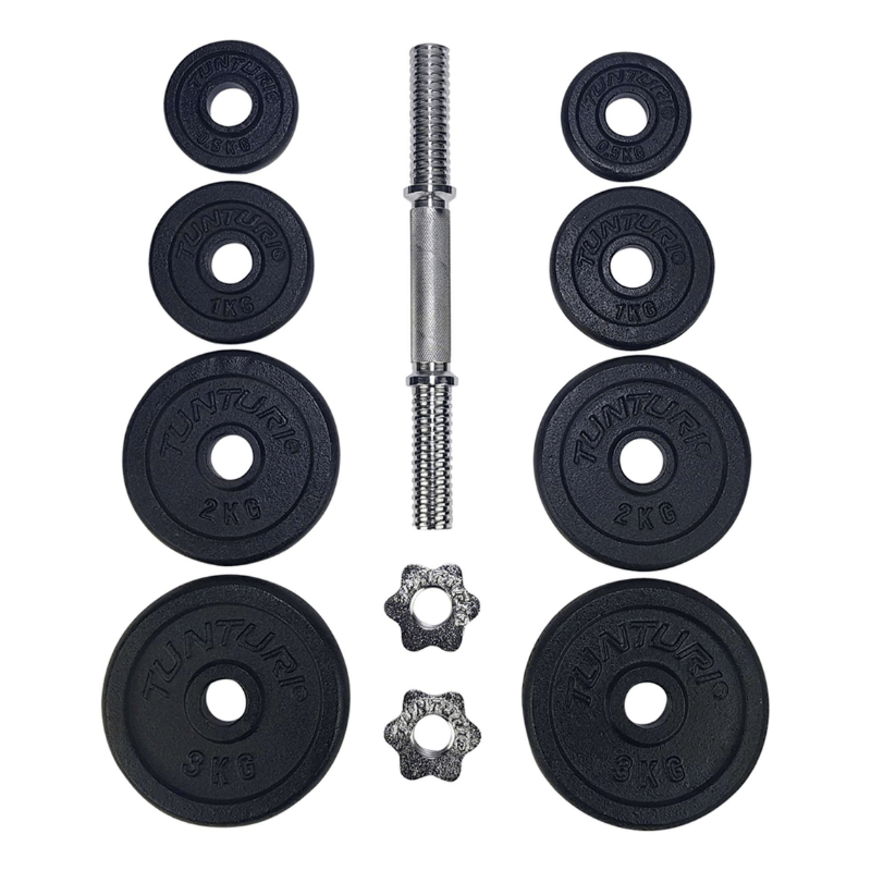 Tunturi 15kg Dumbbell Set - 1 Bar — close-up of the frame