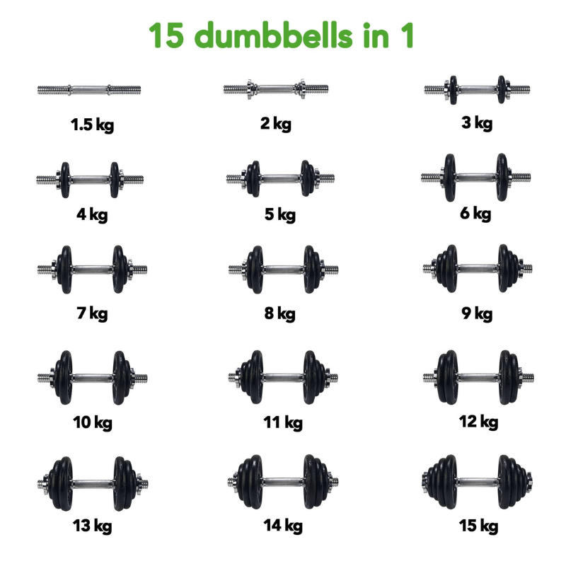 Tunturi 15kg Dumbbell Set - 1 Bar — in use