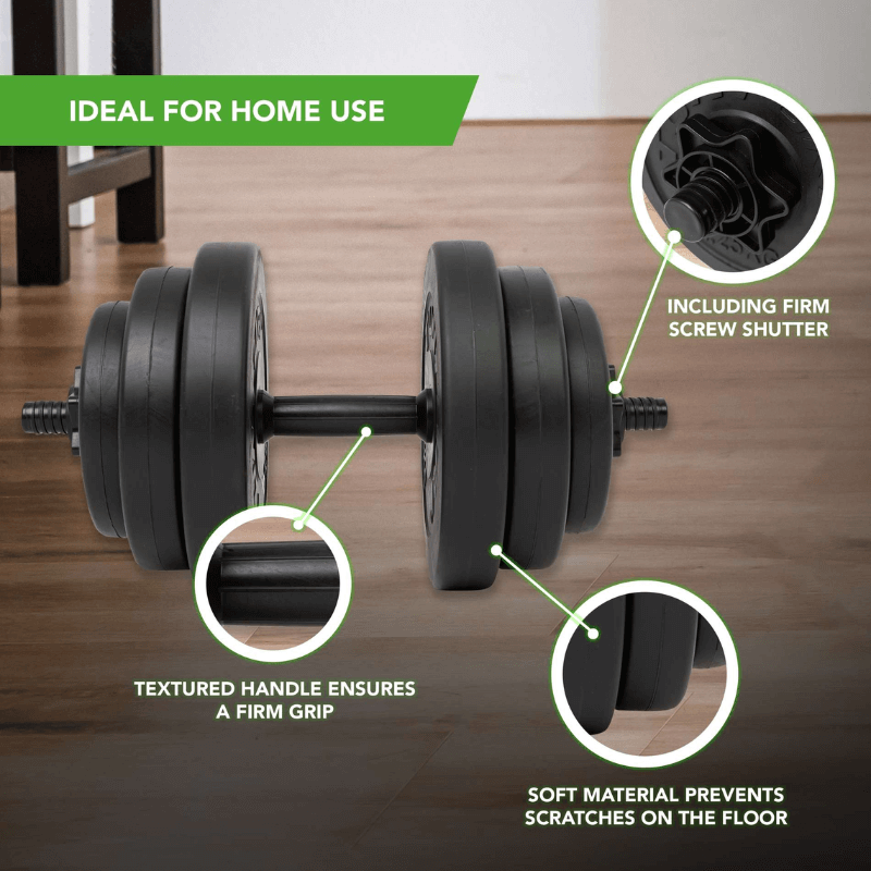 Tunturi 28kg Vinyl Dumbbell Set — side view