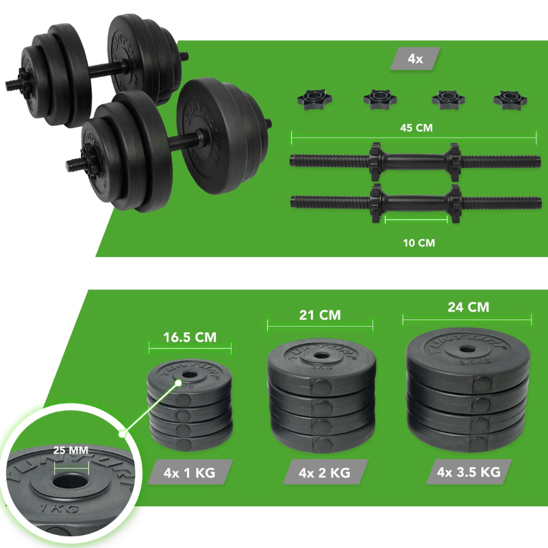 Tunturi 28kg Vinyl Dumbbell Set — alternative angle