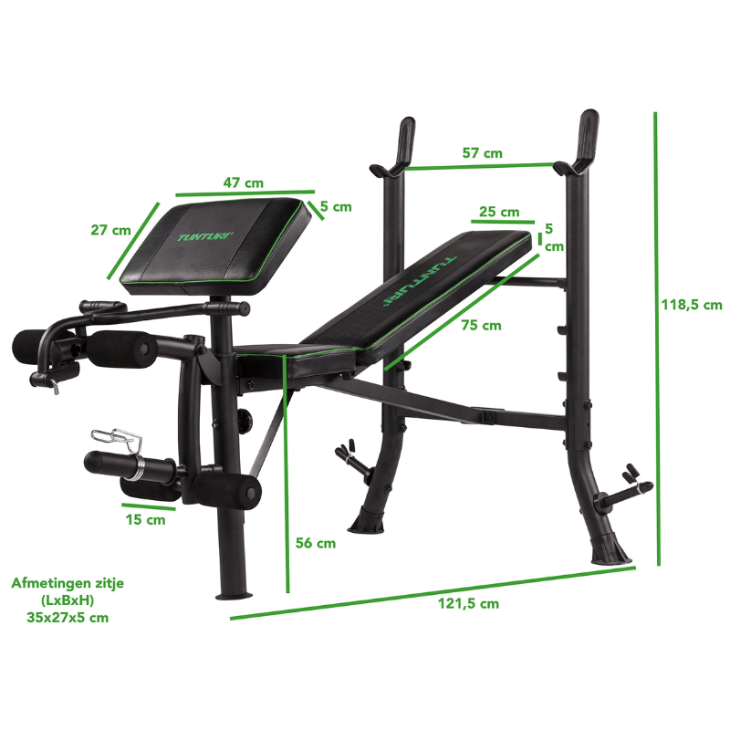 Tunturi Compact Mid Width Bench Press — detail view