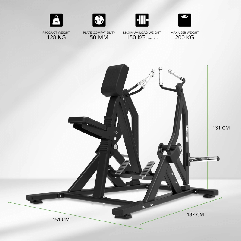 Tunturi Platinum Seated Row - Plate Loaded — close-up of the frame