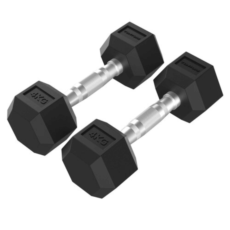 Tunturi Platinum Studio Hex Rubber Dumbbell Sets — rear view