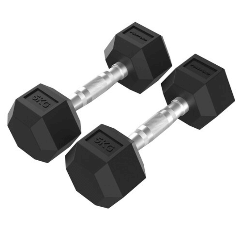 Tunturi Platinum Studio Hex Rubber Dumbbell Sets — side view