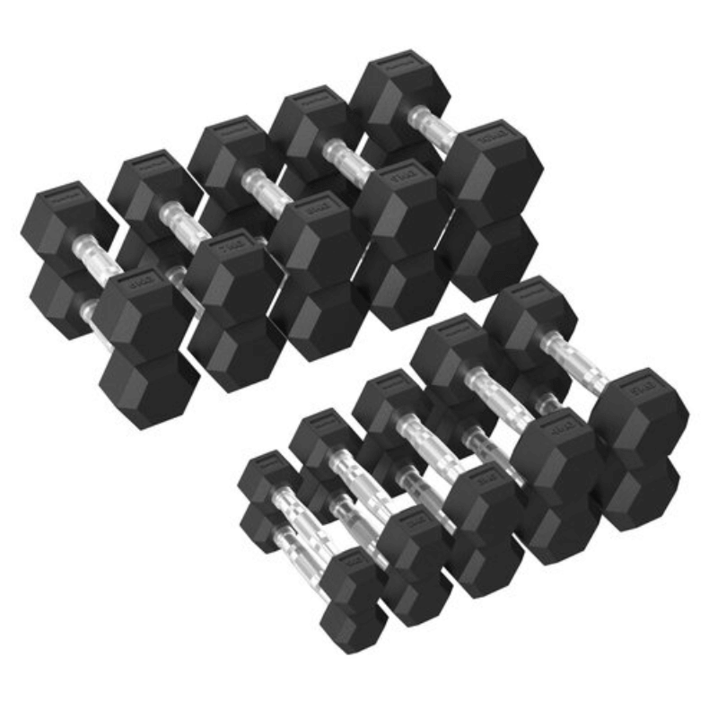 Tunturi Platinum Studio Hex Rubber Dumbbell Sets — detail view