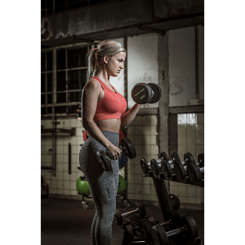 Tunturi Pro Commercial Round Pu Dumbbell Set (2kg-42kg) — in use