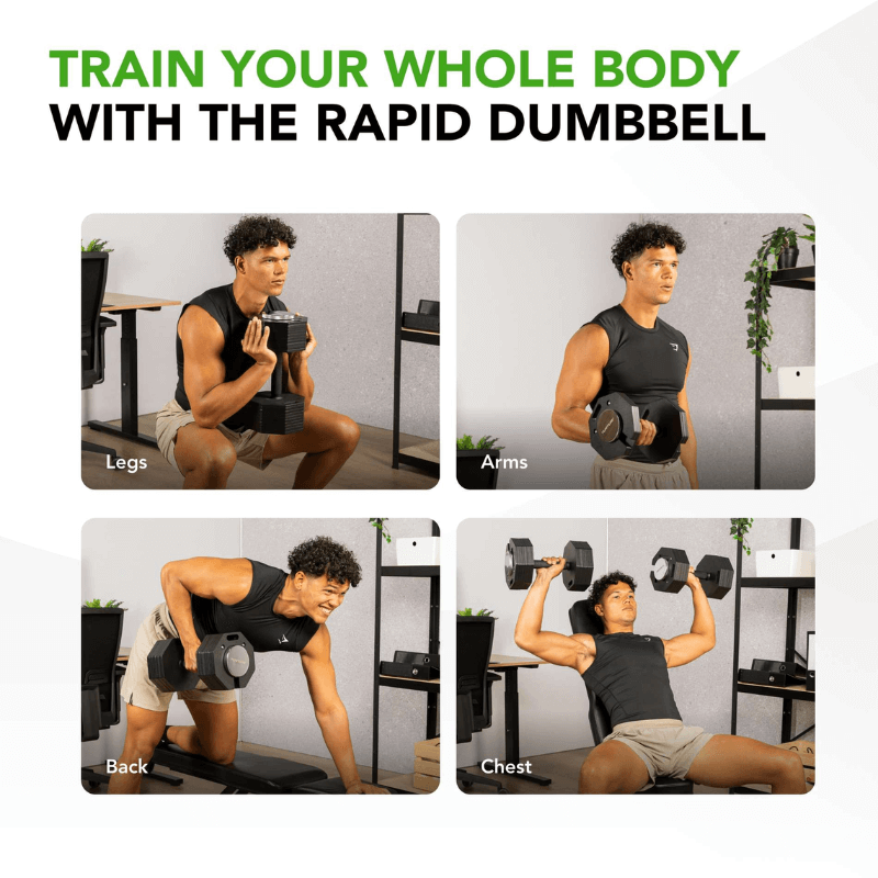Tunturi Rapid 20kg Adjustable Dumbbell Set + Rack — rear view
