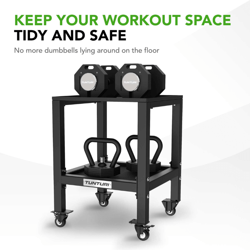 Tunturi Rapid 20kg Adjustable Dumbbell Set + Rack — in use