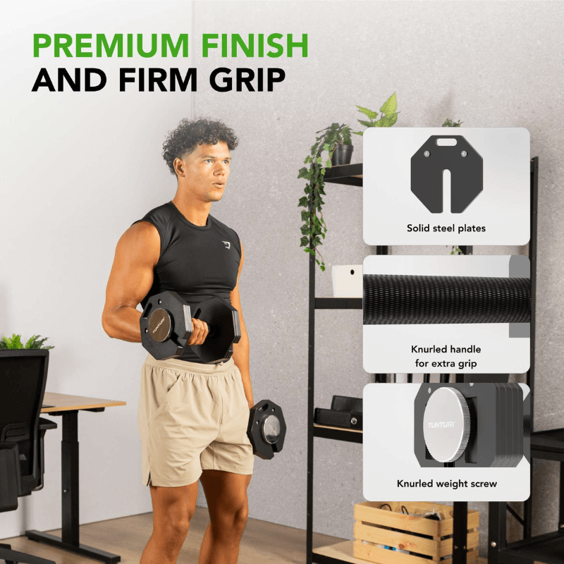 Tunturi Rapid 20kg Adjustable Dumbbell Set + Rack — alternative angle