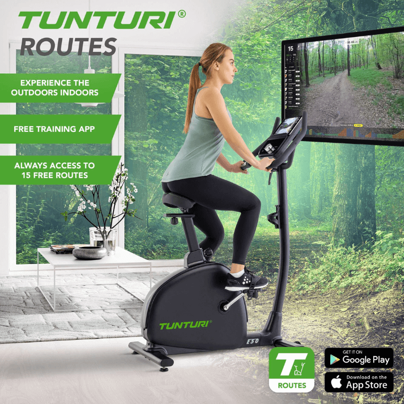 Tunturi Signature E50 Upright Exercise Bike — in use