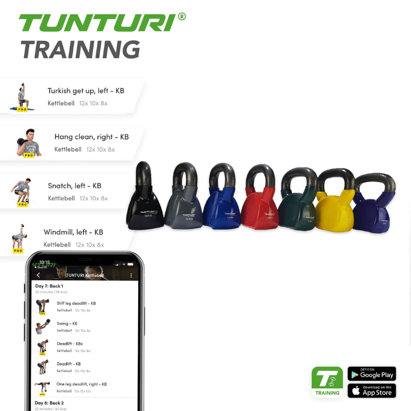 Tunturi Vinyl Kettlebells — in use