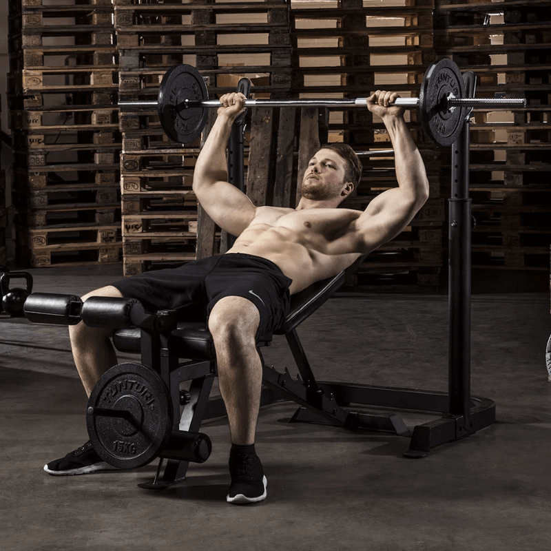 Tunturi Squat & Weight Bench Combo — in use