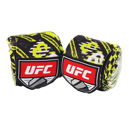 UFC UFC Patterned Hand Wraps- BK / Yl — combat training gear available from Gym Machines South Africa