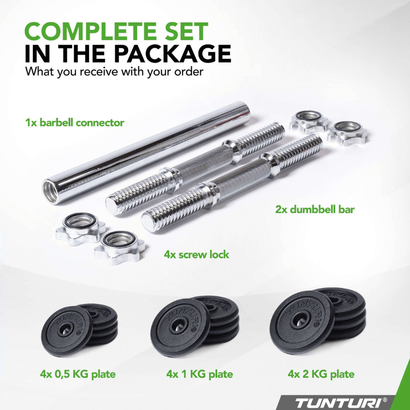 Tunturi Barbell / Dumbbell Set, 20kg - Iron — in use