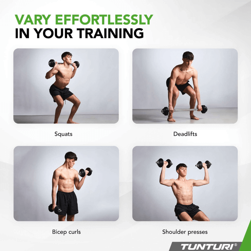 Tunturi Barbell / Dumbbell Set, 20kg - Iron — side view