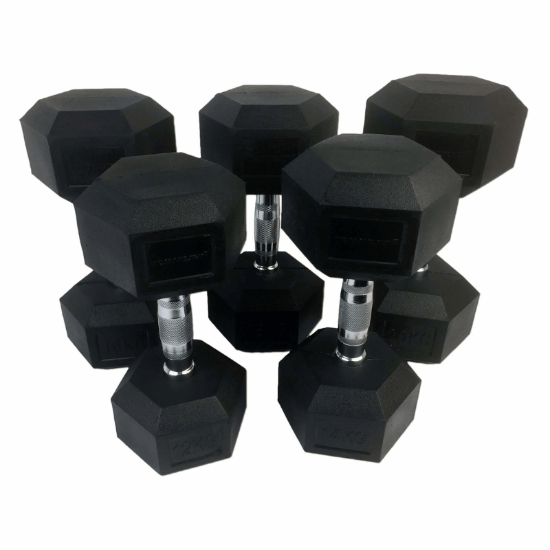 Tunturi Rubber Dumbbells Set (12-20 KG) — dumbbell set available from Gym Machines South Africa