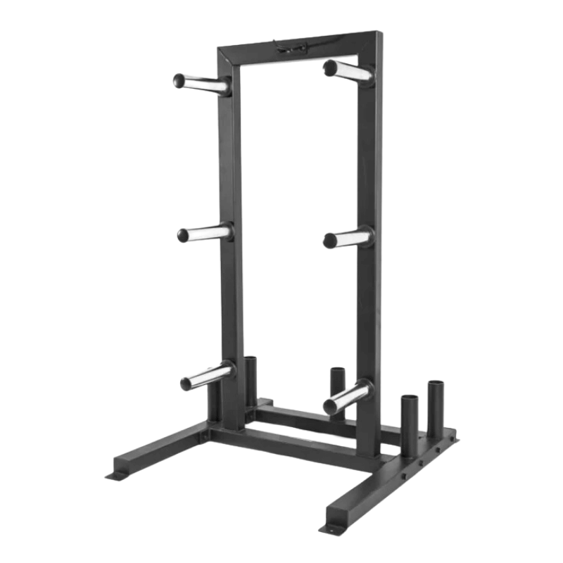 Force Fitness Olympic Weight Plate & Barbell Storage Rack — rear view