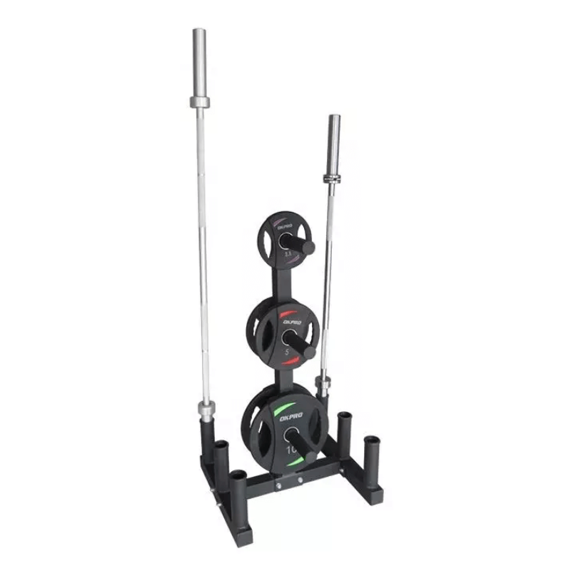 Olympic Weight Plate Tree Rack + 6 Barbell Holder — rack available from Gym Machines South Africa
