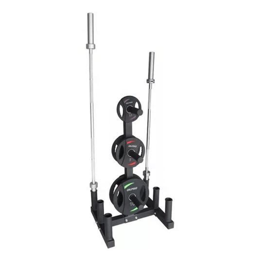 Olympic Weight Plate Tree Rack + 6 Barbell Holder — rack available from Gym Machines South Africa
