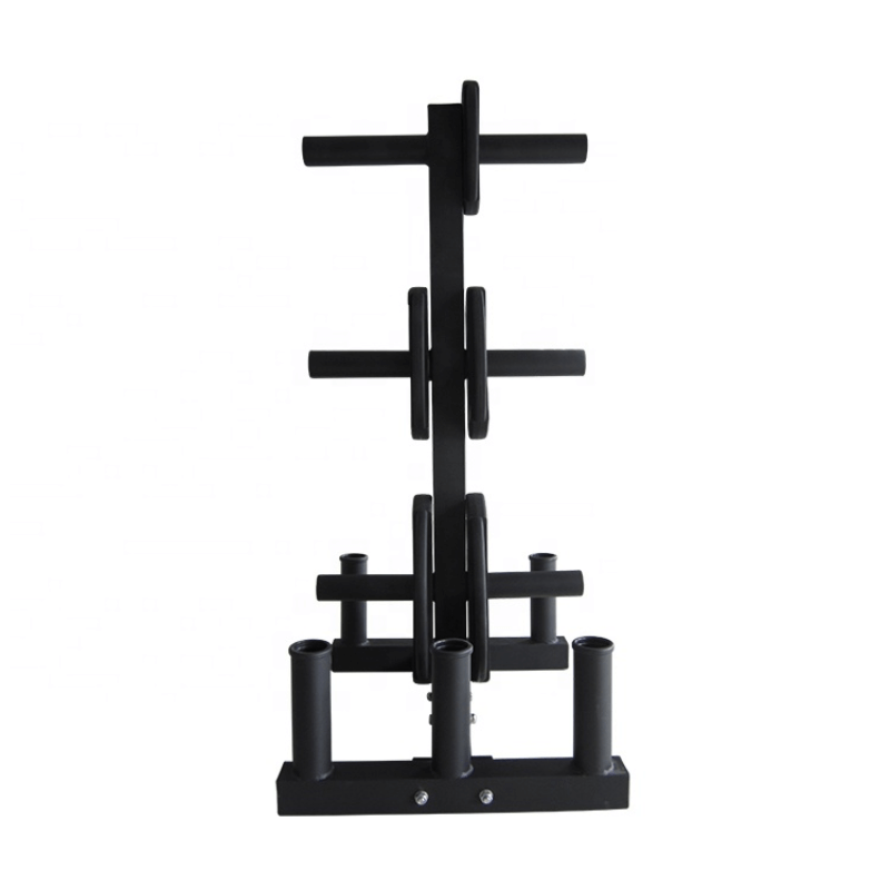 Olympic Weight Plate Tree Rack + 6 Barbell Holder — alternative angle