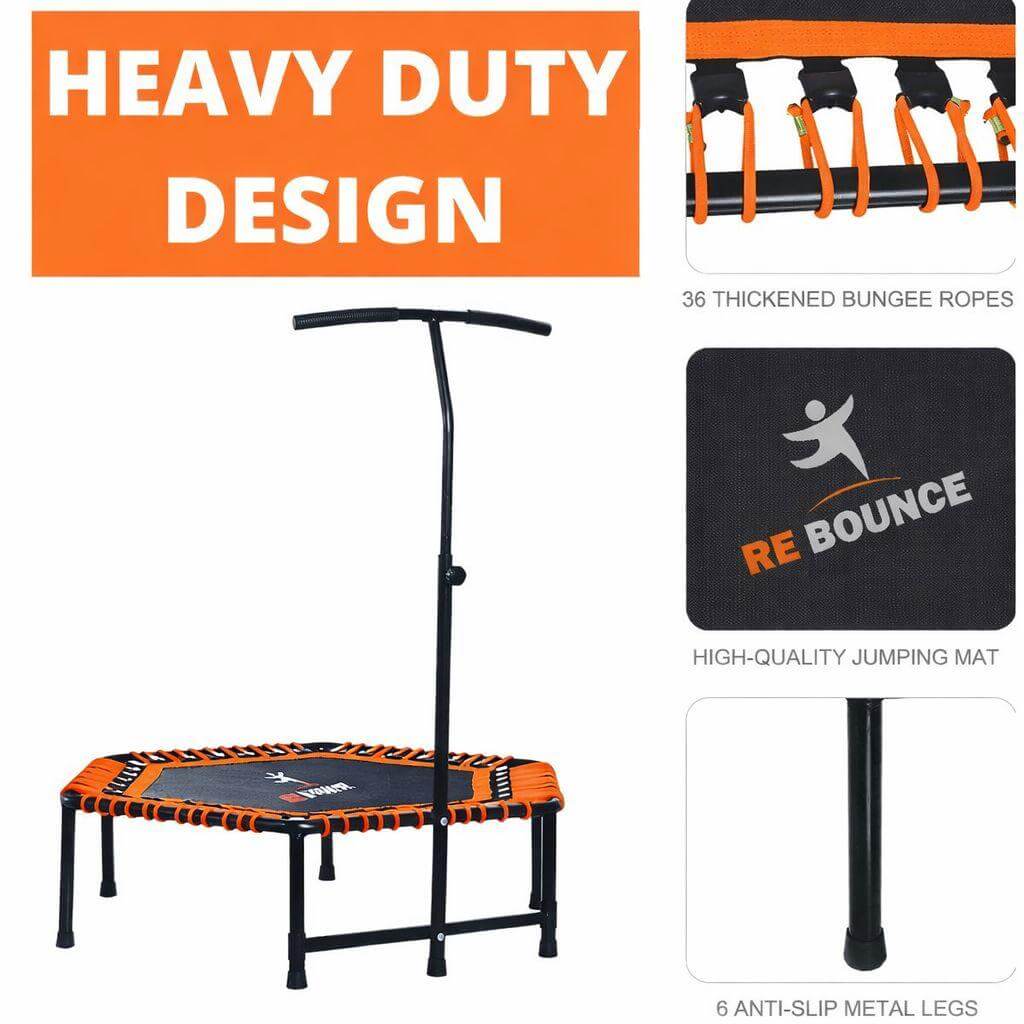 Hex Fitness Hex Fitness Rebounder & Trampoline – Valencia Orange — close-up of the frame