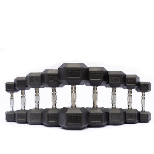 10kg Rubber Hex Dumbbell — dumbbell set available from Gym Machines South Africa