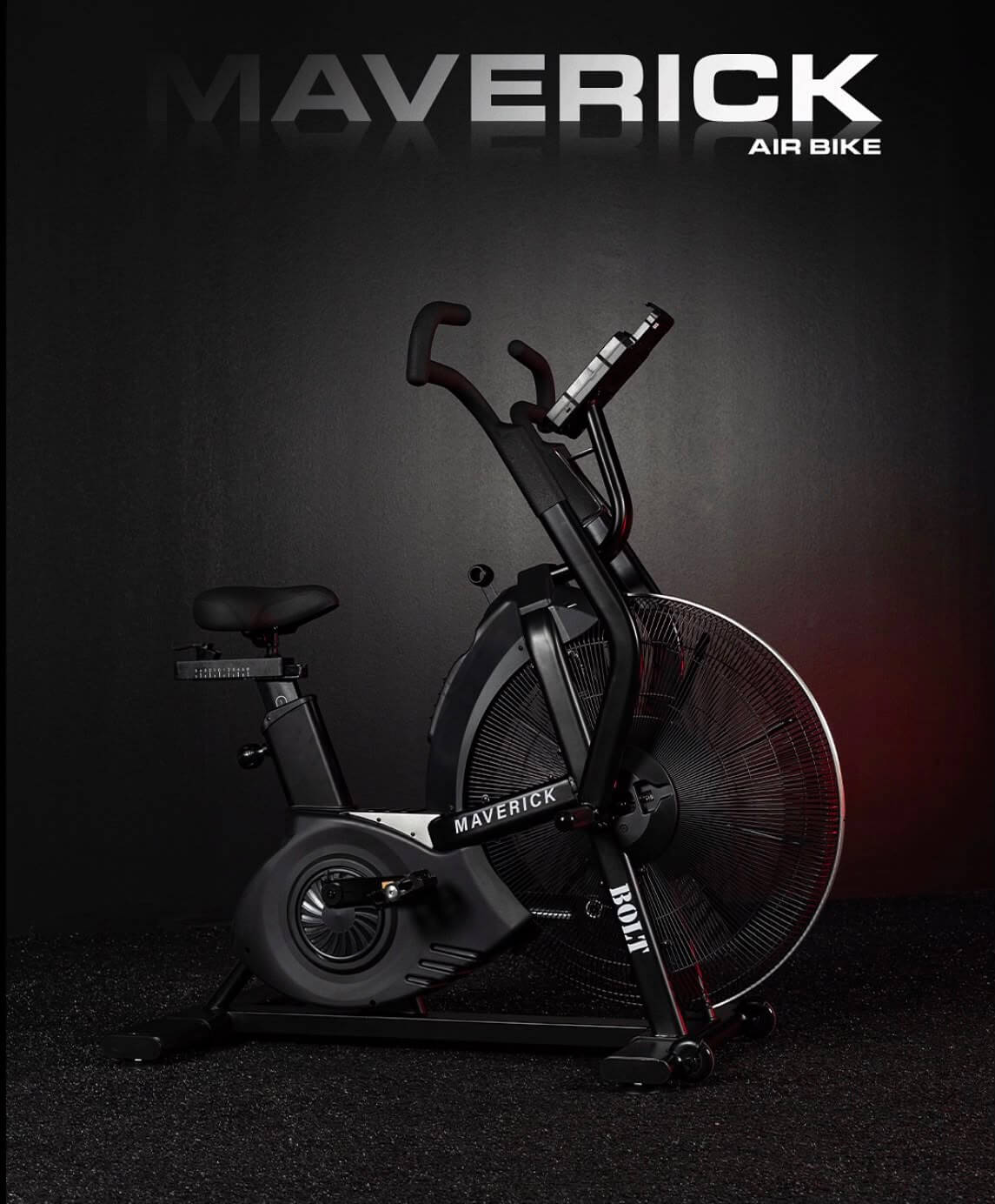 Force Fitness Maverick Commercial Air Bike — close-up of the frame