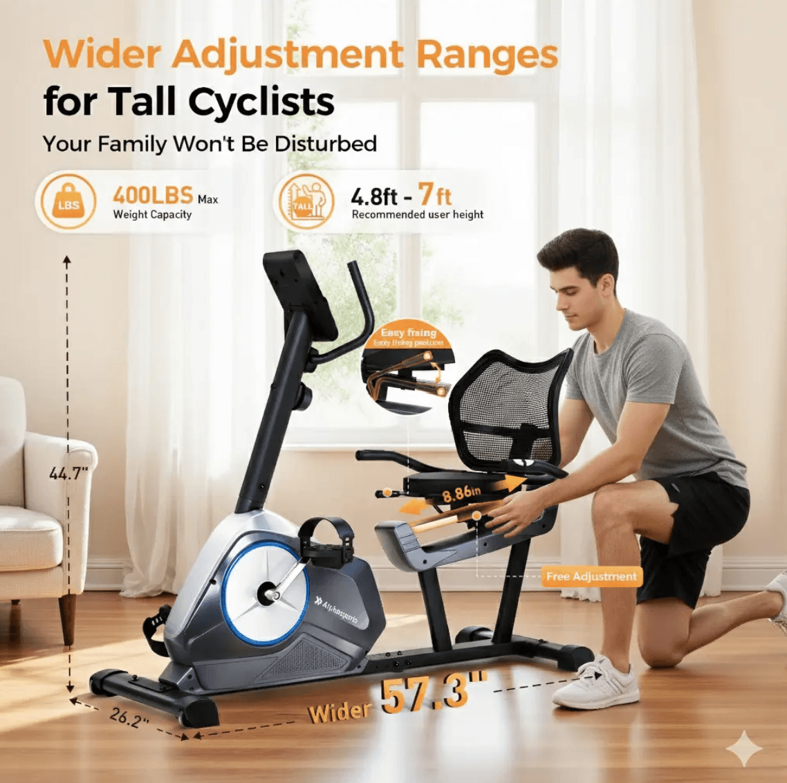 Force Fitness Recumbent Exercise Bike — detail view