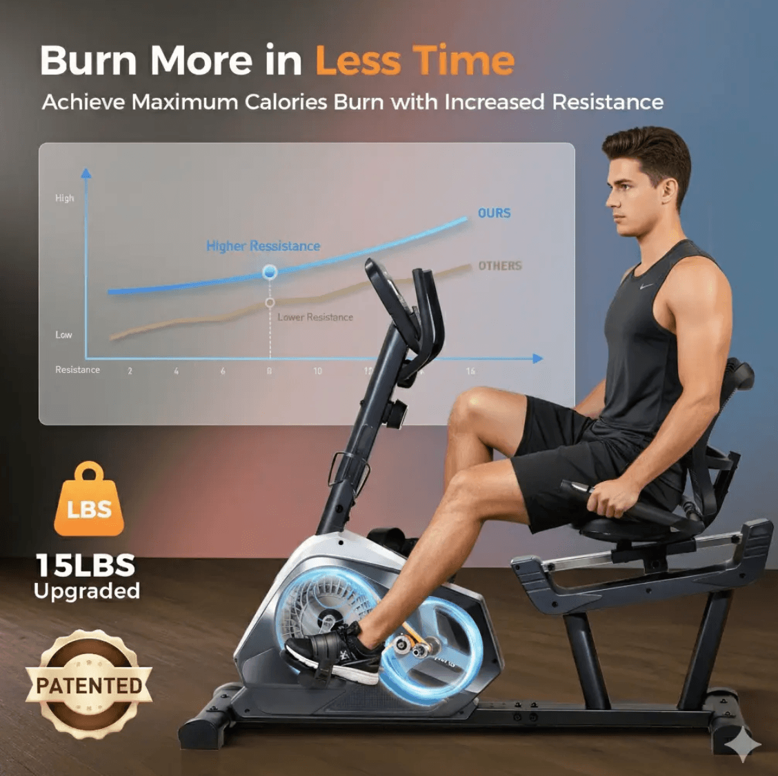 Force Fitness Recumbent Exercise Bike — close-up of the frame