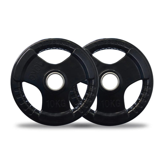 Rubber Grip Weight Plate With Ring (10kg)-Single — weight plate available from Gym Machines South Africa