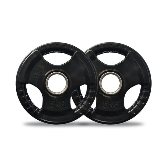 Rubber Grip Weight Plate With Ring (5kg)-Single — weight plate available from Gym Machines South Africa