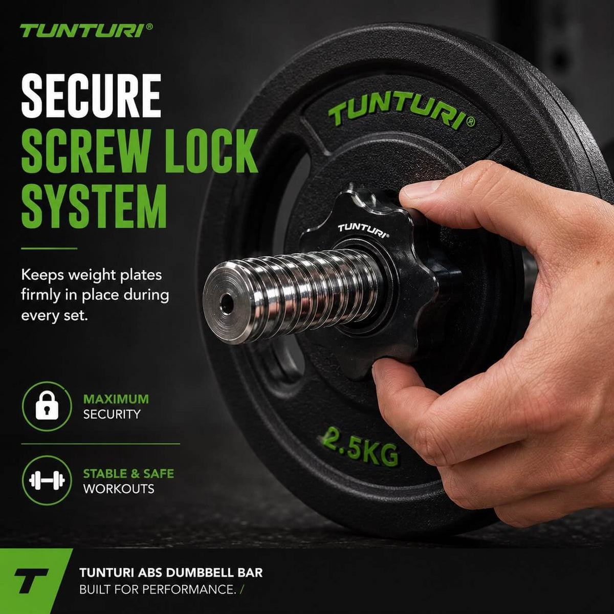 Tunturi Abs Dumbbell Bar - Screw — in use
