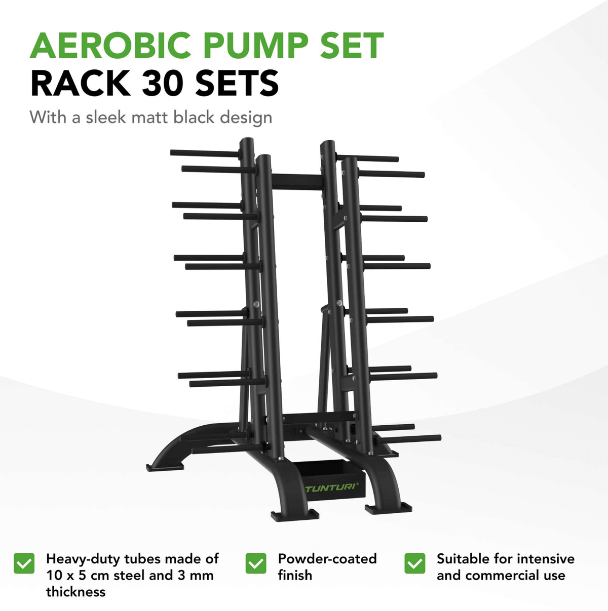 Tunturi Pro Aerobic Pump Set Weight Rack — close-up of the frame