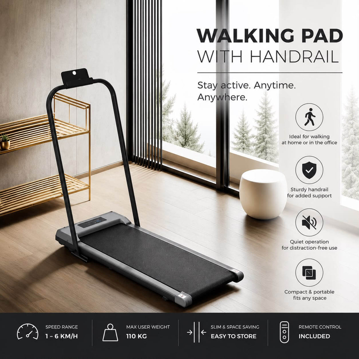 Wp15 Walking Pad + Handrail — alternative angle